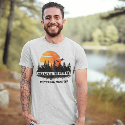 Introducing our exclusive collection of customizable lake-themed t-shirts, featuring breathtaking scenes from the iconic lakes of Manitoba and Ontario. Each shirt in this collection is a canvas for the serene beauty and tranquil waters that these provinces are renowned for.
